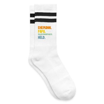 Lustiger Fallschirmspringer Adrenalinjunkie Papa - Gestreifte Tennissocken - Weiß/Schwarz - Rechts