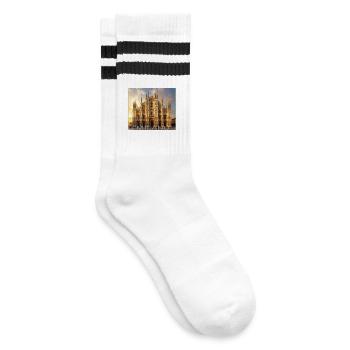 Mailand, Milano, Dom - Gestreifte Tennissocken - Weiß/Schwarz - Rechts