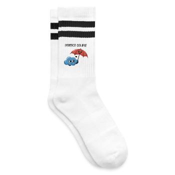 Cute Cloud And Umbrella Friendship Illustration - Gestreifte Tennissocken - Weiß/Schwarz - Rechts