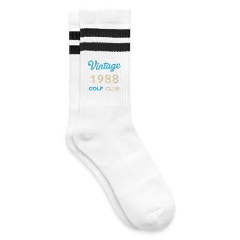 Vintage 1988 Golf Club Retro Geburtsjahr Geschenk - Gestreifte Tennissocken - Weiß/Schwarz - Rechts