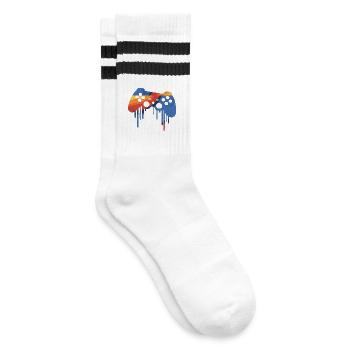 Gaming retro - Gestreifte Tennissocken - Weiß/Schwarz - Rechts