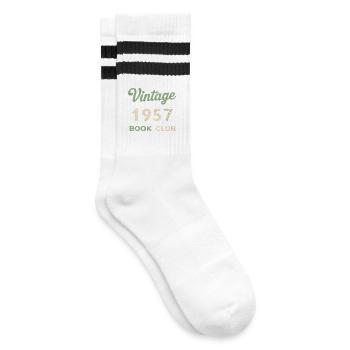 Cadeau rétro de l’année de naissance vintage du club de lecture 1957 - Chaussettes de tennis - blanc/noir - Droite