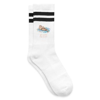 Otter Family Go with the Flow - Striped tennis socks - white/black - Right