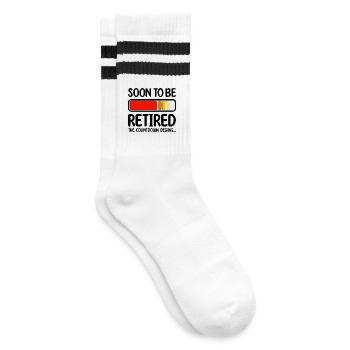 Bald im Ruhestand Der Countdown beginnt lustig - Gestreifte Tennissocken - Weiß/Schwarz - Rechts
