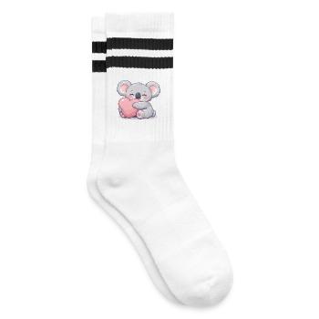 Little koala cuddles heart - Striped tennis socks - white/black - Right