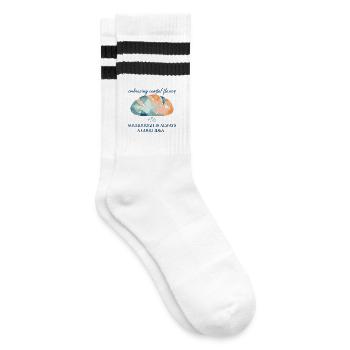 Sauerteigbrot Backen ist immer gut - Gestreifte Tennissocken - Weiß/Schwarz - Rechts