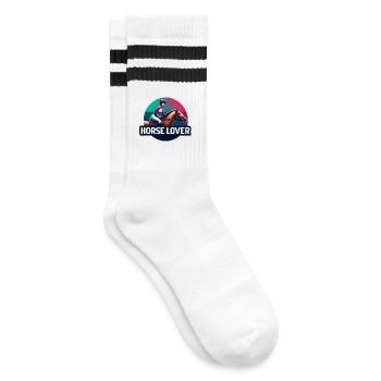 Reiter-Emblem - Gestreifte Tennissocken - Weiß/Schwarz - Rechts
