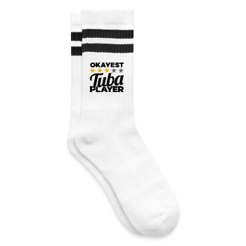 Okayest Tuba Player - Striped tennis socks - white/black - Right