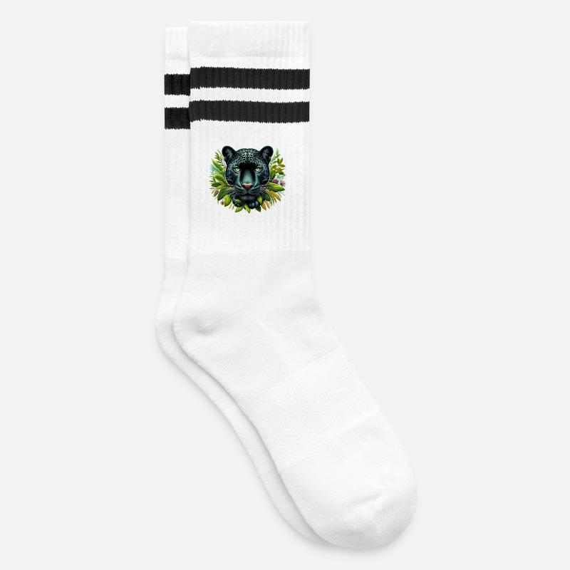 Panther - Gestreifte Tennissocken - Weiß/Schwarz