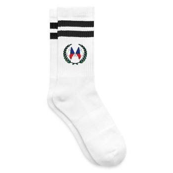 Flags Czech Republic in laurel wreath - Striped tennis socks - white/black - Right