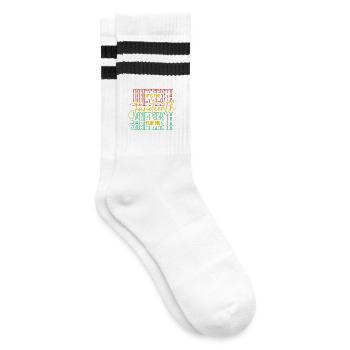 Juneteenth For Me Free-ish Since 1865 Independence - Striped tennis socks - white/black - Right