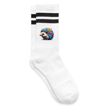 Hedgehog - Striped tennis socks - white/black - Right
