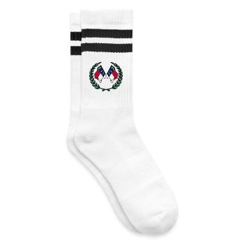 Flaggen USA North Carolina Lorbeerkranz - Gestreifte Tennissocken - Weiß/Schwarz - Rechts