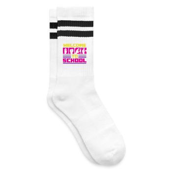 ASL Sign Language Interpreter Welcome To School - Striped tennis socks - white/black - Right