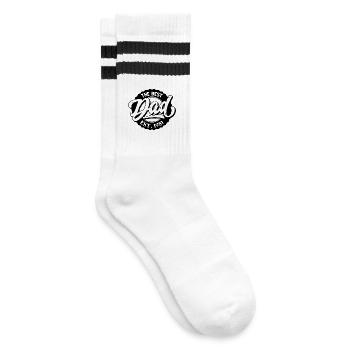 The Best Dad EST 1951 - Gestreifte Tennissocken - Weiß/Schwarz - Rechts