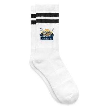 Myrtle Beach South Carolina Retro Sunset Vacation - Striped tennis socks - white/black - Right