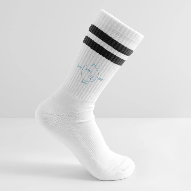 Eat Sleep Code Repeat - Programmer Cycle Striped tennis socks