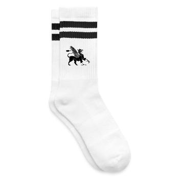 Schwarzer Greif - Gestreifte Tennissocken - Weiß/Schwarz - Rechts