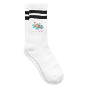 Go With the Flow Otter Duo - Striped tennis socks - white/black - Right