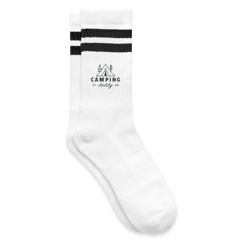 Camping Papa Papa Camper Vater Waldliebhaber Grün - Gestreifte Tennissocken - Weiß/Schwarz - Rechts