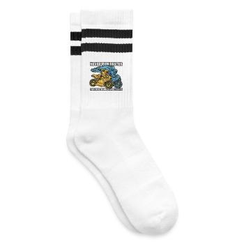 Biker Engel 🏍️ - Gestreifte Tennissocken - Weiß/Schwarz - Rechts