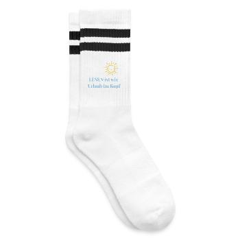 Lesen ist wie Urlaub im Kopf - Minimalistisches Le - Gestreifte Tennissocken - Weiß/Schwarz - Rechts