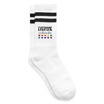 LBGTQIA+ Safe Space Pride Month Aufkleber - Gestreifte Tennissocken - Weiß/Schwarz - Rechts