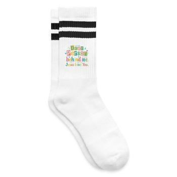 Jesus liebt dich positive Botschaft - Gestreifte Tennissocken - Weiß/Schwarz - Rechts