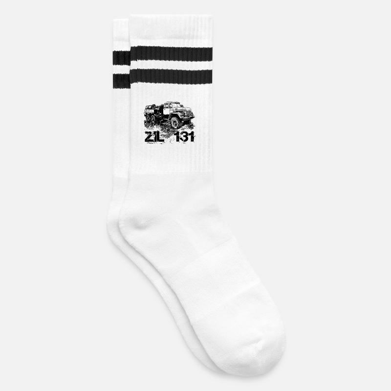 ZIL 131 - Gestreifte Tennissocken - Weiß/Schwarz