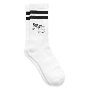 Pferde T-shirt Geschenk Reiter  - Gestreifte Tennissocken - Weiß/Schwarz - Rechts