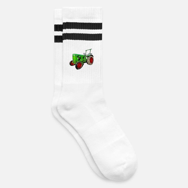 Alter Traktor Deutz D25 - Gestreifte Tennissocken - Weiß/Schwarz