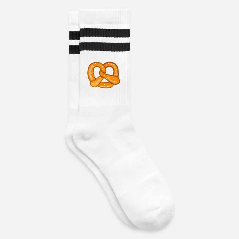 Brezel - Gestreifte Tennissocken - Weiß/Schwarz