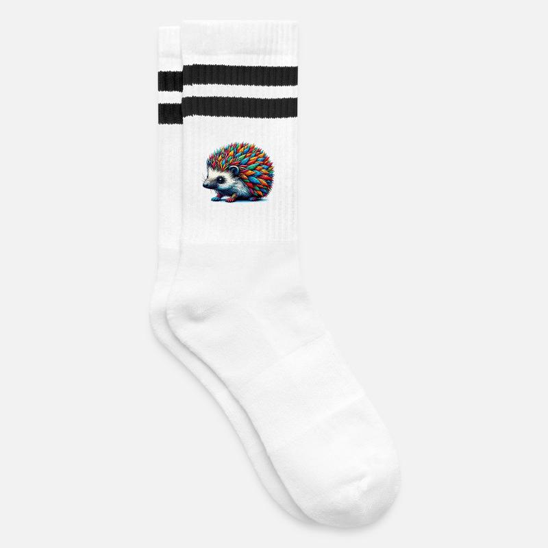Igel - Gestreifte Tennissocken - Weiß/Schwarz