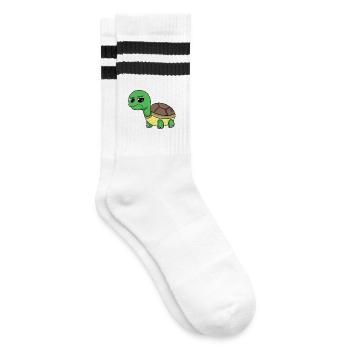 Schildkröte - Gestreifte Tennissocken - Weiß/Schwarz - Rechts