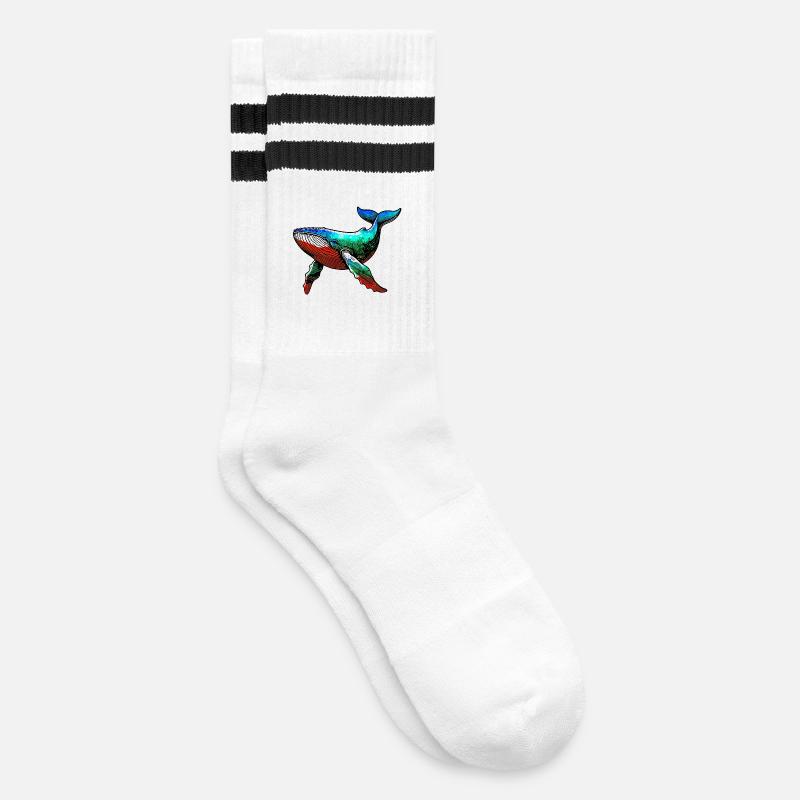 Wal - Gestreifte Tennissocken - Weiß/Schwarz