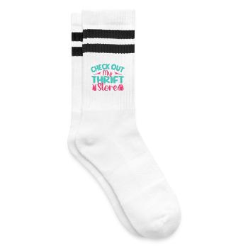 Thrift Shopper Check Out My Thrift Store Thrift - Striped tennis socks - white/black - Right