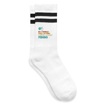Neodym-Magnet zum Angeln, magnetischer Fischer - Gestreifte Tennissocken - Weiß/Schwarz - Rechts