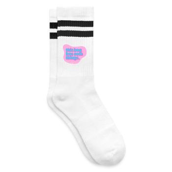 Funny Typography Design – This Bag Has Seen Things - Gestreifte Tennissocken - Weiß/Schwarz - Rechts