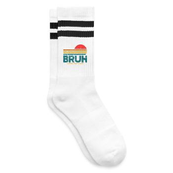 Retro Sunset Bruh Mama - Gestreifte Tennissocken - Weiß/Schwarz - Rechts