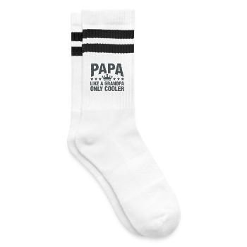 Papa wie ein Opa, nur cooler - Gestreifte Tennissocken - Weiß/Schwarz - Rechts
