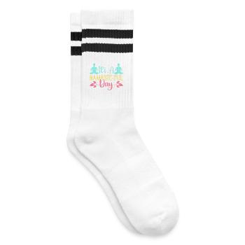 Yoga It´s A Namaste-ful Day Funny Yoga - Gestreifte Tennissocken - Weiß/Schwarz - Rechts