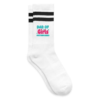 Dad of Girls Outnumbered Papa Mädchen - Gestreifte Tennissocken - Weiß/Schwarz - Rechts