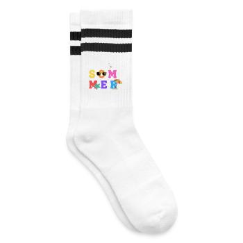 Sommer - Summer - Sommerliebe - Sonne - Sun - Striped tennis socks - white/black - Right