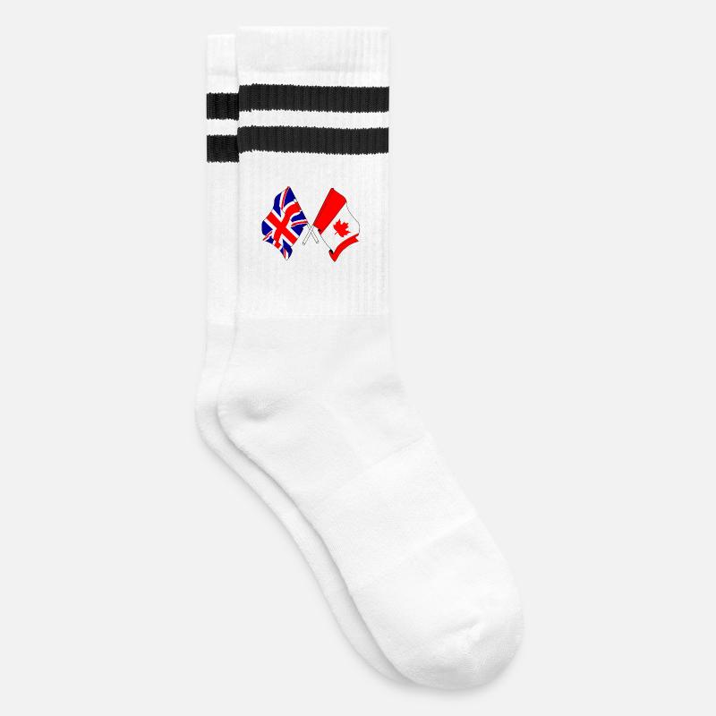 Drapeau de l’Angleterre et drapeau du Canada - Chaussettes de tennis - blanc/noir