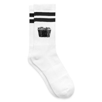 Vintage Noir Akkordeon - Gestreifte Tennissocken - Weiß/Schwarz - Rechts