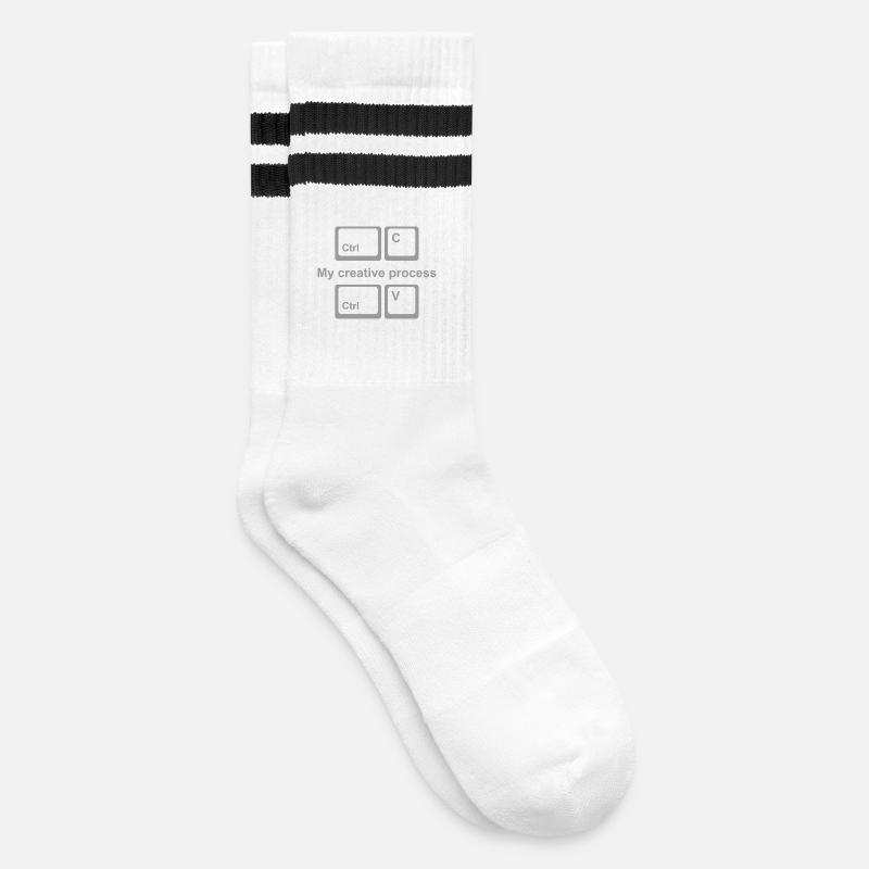 Copy Paste Shirt – Funny Coder & Designer Tee - Striped tennis socks - white/black