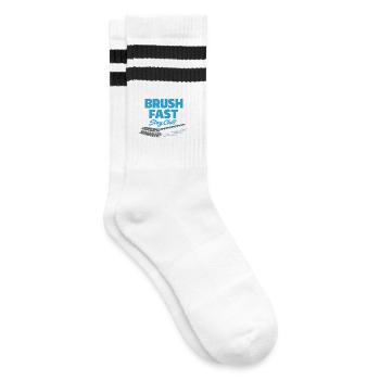 Curling, balayage drôle, cardio dur avec balai - Chaussettes de tennis - blanc/noir - Droite