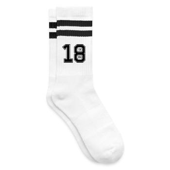 ACHTZEHN - EST. 2008 - Gestreifte Tennissocken - Weiß/Schwarz - Rechts