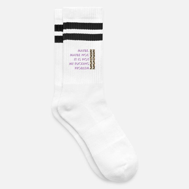 Vielleicht nicht – mein Problem - Gestreifte Tennissocken - Weiß/Schwarz