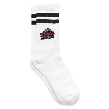 Weekend Camper Neon Retro - Striped tennis socks - white/black - Right